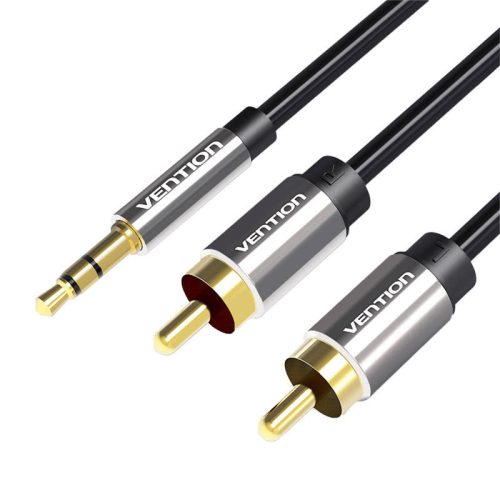 2xRCA (Cinch) jack 3,5 mm-es Vention BCFBF 1 m-es kábelhez (fekete)