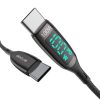 BlitzWolf BW-TC23 USB-C - USB-C töltőkábel kijelzővel, 100W, 0.9m (fekete)