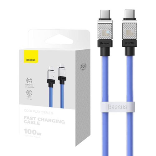 Baseus CoolPlay 100 W USB-C-USB-C kábel 2 m (kék)