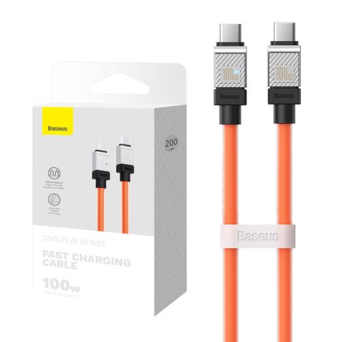 Baseus CoolPlay 100 W USB-C – USB-C kábel 2 m (narancssárga)