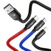 Baseus 3 az 1-ben USB-C / Lightning / Micro 3A 1,2 m-es USB-kábel (fekete)