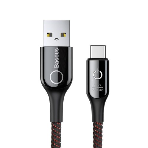 USB-USB-C kábel LED-es Baseus C-alakú QC-vel 3,0 1 m (fekete)