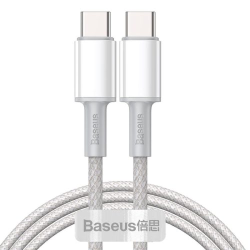 USB-C – USB-C Baseus nagy sűrűségű fonott kábel, 100 W, 1 m (fehér)