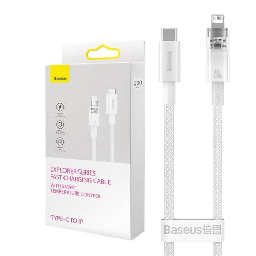 Baseus USB-C és Lightning Explorer sorozatú gyorstöltő kábel 1 m, 20 W (fehér)