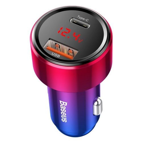 Baseus Magic USB + USB-C QC 4.0 PD 45W autós töltő (piros-kék)