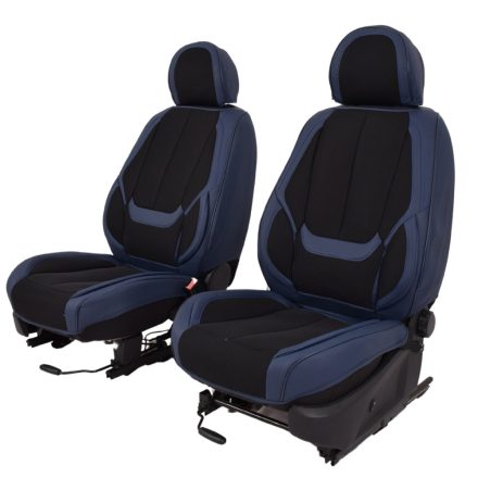 Ford Mondeo Iii Nemesis Bőr/Szövet Méretezett Üléshuzat -Kék/Fekete- 2Db Első Ülésre