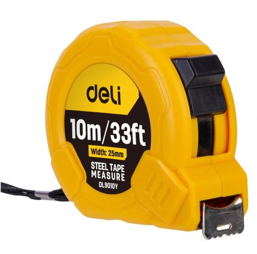 Deli Tools EDL9010Y mérőszalag, 10m / 25mm (sárga)