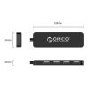 Orico hub adapter, USB-4x USB (fekete)
