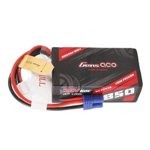 Gens Ace 850mAh 7,4V 60C 2S1P EC2 Plug  Anyagház akkumulátor