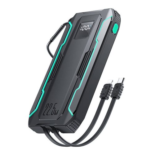 Powerbank Joyroom JR-L017 10000 mAh, 22,5 W, Lightning + USB-C kábellel (fekete)