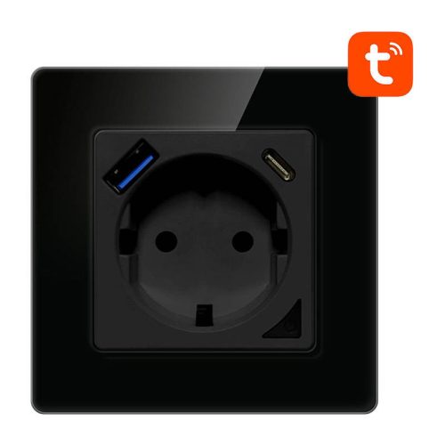 Intelligens WiFi fali aljzat Avatto N-WOT10-USB-B TUYA USB USB-C (fekete)