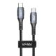 USB-C-USB-C kábel Vipfan P07, 60W, PD, 1,2m (fekete)