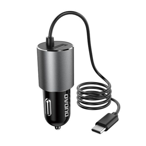 Autós töltő Dudao R5ProT 1x USB, 3.4A + USB-C kábel (szürke)
