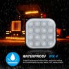 16 LED-es négyzet alakú stroboszkóp - E-jeles - 12-24V IPX4 Waterproof