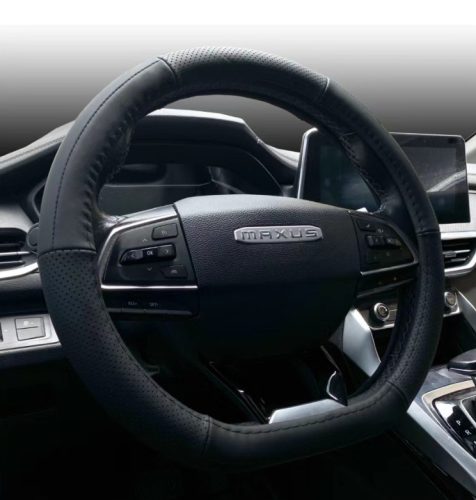 Fekete Bőr "D" Kormányvédő 38cm, KV-2042D/BK