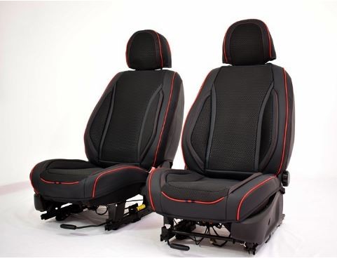 Hyundai Getz Méretezett Üléshuzat -Fortuna Bőr/Szövet -Piros/Fekete- 2 Első Ülésre