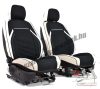 Honda Civic Ix 2012-Től Méretezett Üléshuzat Flora -Bőr/Szövet -Fehér/Fekete- Komplett Garnitúra