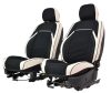 Hyundai  Getz Flora Bőr/Szövet Méretezett Üléshuzat -Fehér/Fekete- 2 Első Ülésre