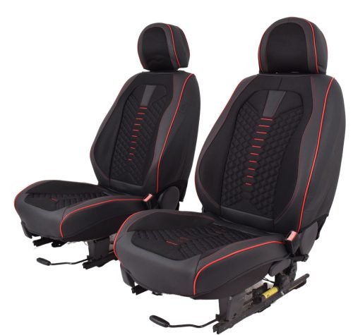 Honda Accord Méretezett Üléshuzat -Cupido Bőr/Szövet -Piros/Fekete- 2 Első Ülésre