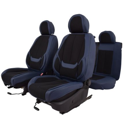 Ford Mondeo Iii Nemesis Bőr/Szövet Méretezett Üléshuzat -Kék/Fekete- Komplett Garnitúra