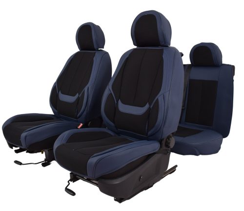 Hyundai Accent  Nemesis Bőr/Szövet Méretezett Üléshuzat -Kék/Fekete- Komplett Garnitúra