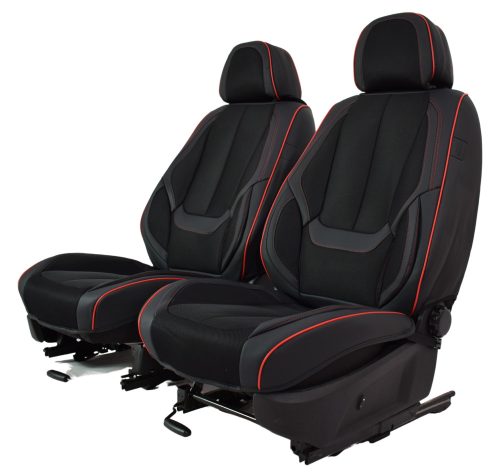 Audi A6 (C7) Méretezett Üléshuzat -Victoria Bőr/Szövet -Piros/Fekete- 2 Első Ülésre