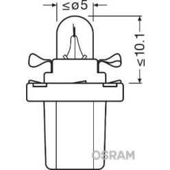 Osram, 2W Izzó, Üvegfej+Foglalat, 12V