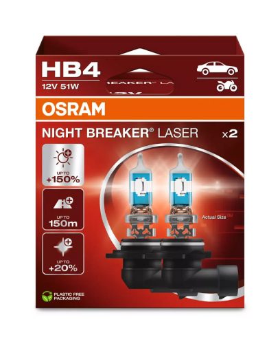 Osram, Night Breaker Laser, Izzó Párban HB4, 51W - 12V  +150%