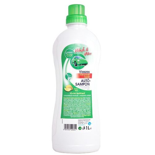 Green Car, Wash & Wax, Környezetbarát Sampon, Viaszos, 1l