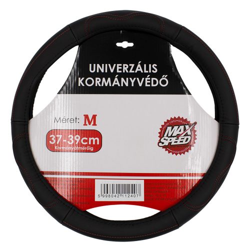 MaxSpeed, Kormányvédő Bőr hatású Piros Varrás, Fekete, 37-39cm