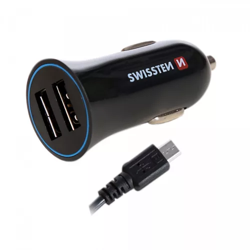 Swissten USB adapter 2× USB + USB-C kábel