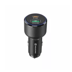 USB szivargyújtó adapter 1x + 1x USB-C (63W)|Swissten