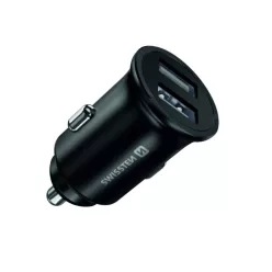 USB adapter 2x (fém, fekete) | Swissten