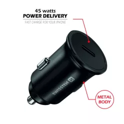 USB-C adapter 1x (Power Delivery 45W, fekete) | Swissten