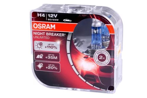 H4 autós izzók, 12V, 55W/60W, P43t, Night Breaker Unlimited (2 db))|Osram