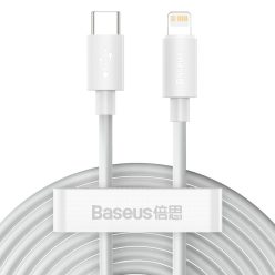   Baseus Simple Wisdom USB-C-világítás adat/töltőlámpa PD, 20W, 1,5m, 2db (fehér)