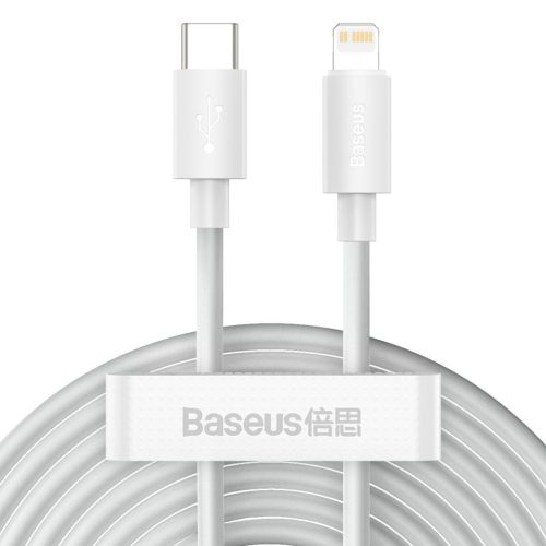 Baseus Simple Wisdom USB-C-világítás adat/töltőlámpa PD, 20W, 1,5m, 2db (fehér)