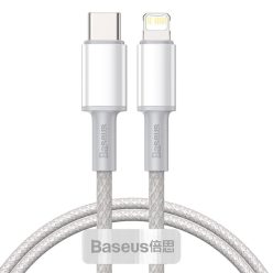   Baseus Lightning USB-C kábel, nagy kábel, 20W, 5A, PD, 1 m (fehér)