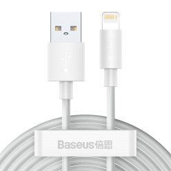   Baseus Simple Wisdom USB-világítás kábel, 2.4A, 1.5m, 2db (fehér)