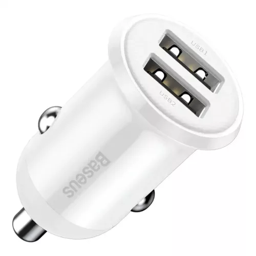Baseus Grain Pro 2x USB 4.8A autós töltő (fehér)