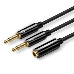   UGREEN AV140 Audio elosztó, AUX fejhallgató mikrofon 3,5 mm-es mini jack kábel, ABS, 20cm (fekete)