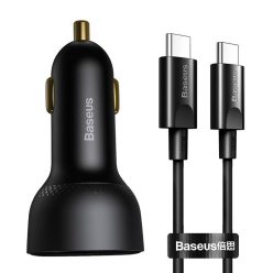   Baseus Superme USB autós töltő, USB-C, 100W USB-C kábel (fekete)