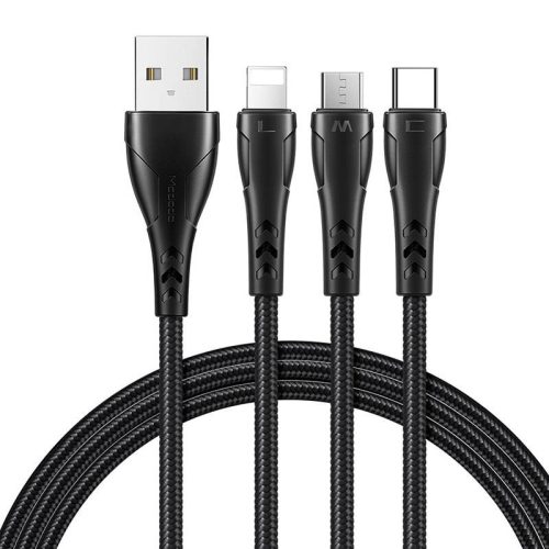 3in1 USB USB-C / Lightning / Micro USB kábel, Mcdodo CA-6960, 1.2m (fekete)