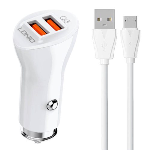 LDNIO C511Q 2USB autós töltő MicroUSB kábel