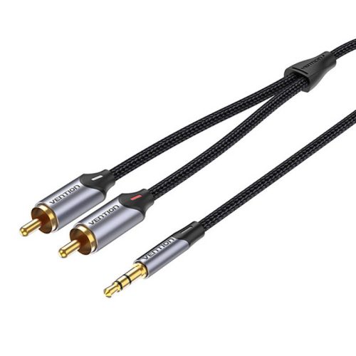 Audio kábel 2xRCA 3.5mm Vention BCNBH 2m (szürke)