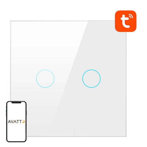 Intelligens villanykapcsoló WiFi Avatto TS02-EU-W2 2 Way TUYA (fehér)