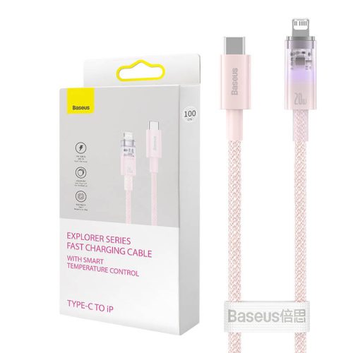 Baseus Lightning Explorer Series USB-C gyors töltőfülke 1m, 20W (rózsaszín)