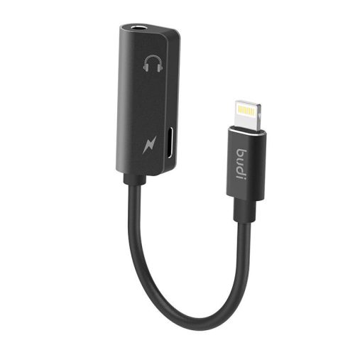 Lightning 3,5 mm-es mini jack AUX adapter Lightning Budi (fekete)