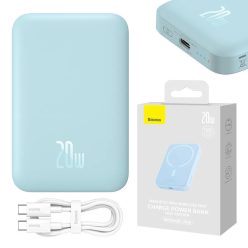   Baseus Magnetic Mini, vezeték nélküli powerbank, MagSafe, 6000mAh, USB-C, 20W (kék)