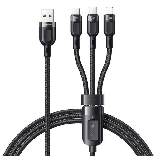 3in1 USB USB-C / Lightning / Micro USB kábel, Mcdodo CA-0930, 6A, 1.2m (fekete)